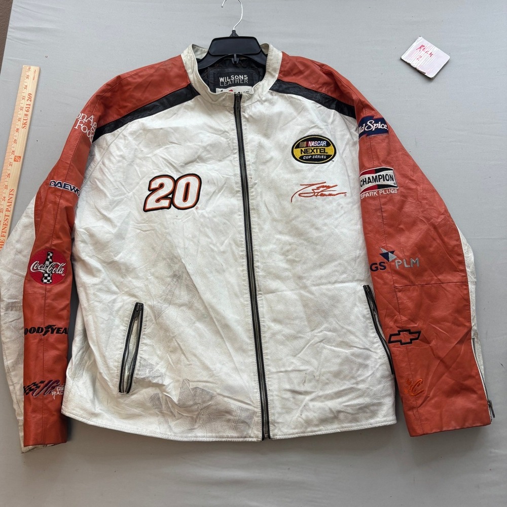 Wilsons Leather Tony Stewart NASCAR Home Depot Racing Jacket 2XL White Orange